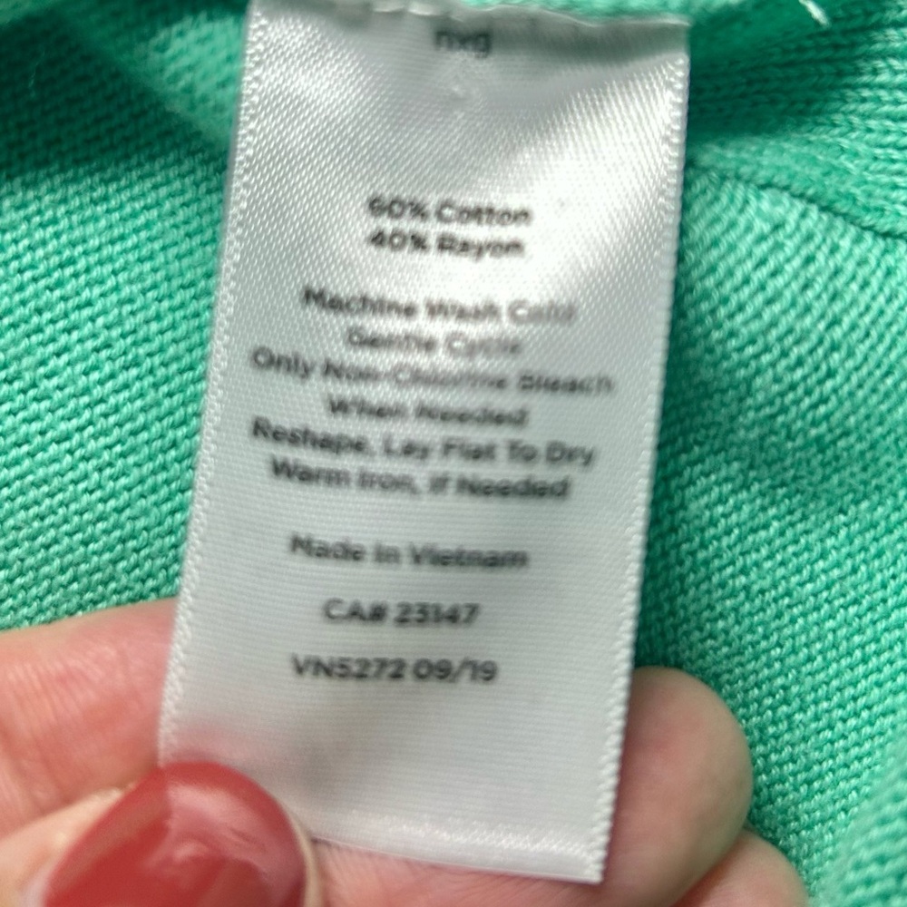Talbots Green V-neck Button Down Cotton Blend Career Cardigan Sweater Sz Lp - Picture 13 of 14